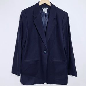 Sag Harbor Navy Wool‎ Blazer One Button With Pockets Size 8
